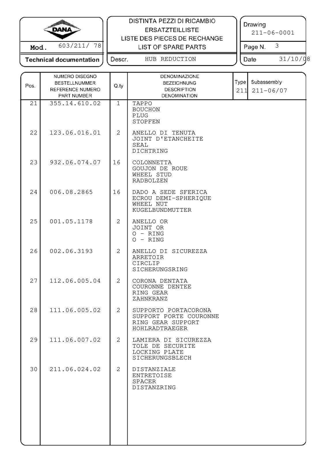Dana Spicer 603/211/078 Steering Axle with Drop Box Parts Catalog for Faresin Telehandler – sample page 3