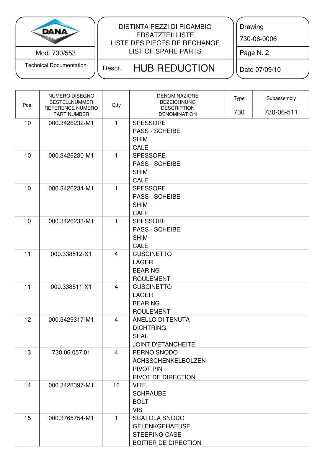 Dana Spicer 730/553 Front Axle Parts Catalog for John Deere Tractor – sample page 3