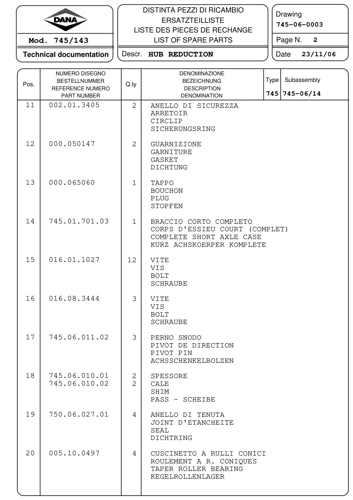 Dana Spicer 745/143 Front Axle Parts Catalog for Fendt Tractor – sample page 3