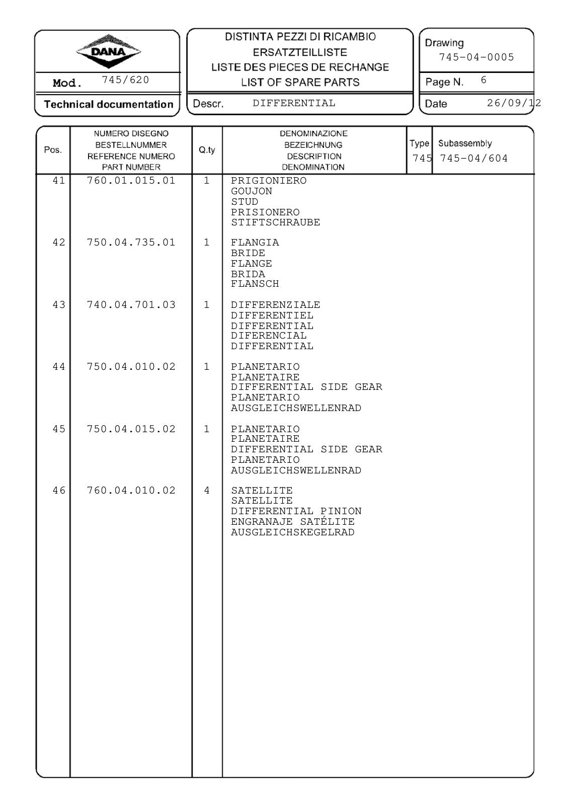 Dana Spicer 745/620 Front Axle Parts Catalog for Claas Tractor – sample page 3