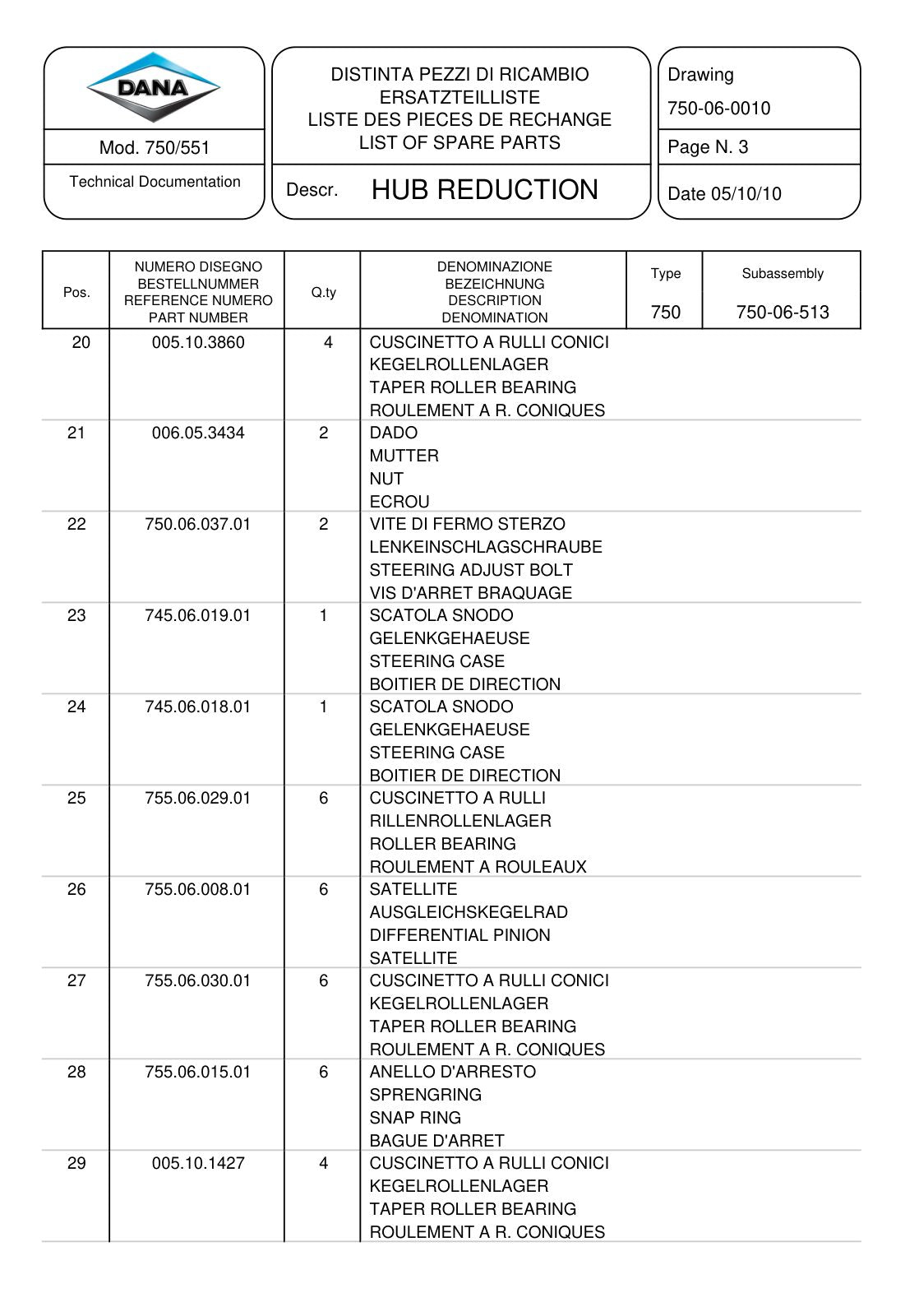 Dana Spicer 750/551 Front Axle Parts Catalog for Valtra Tractor – sample page 3