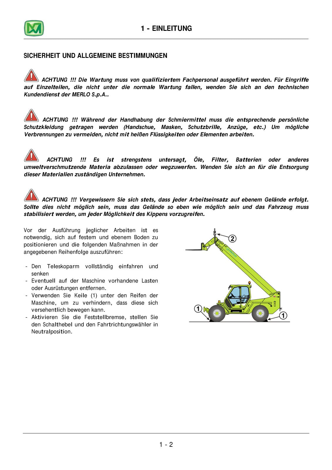 Merlo Panoramic P40.8, P40.9, P35.13, P38.12, P38.13, P38.14 Service Manual Set with Diagrams (German) – sample page 5