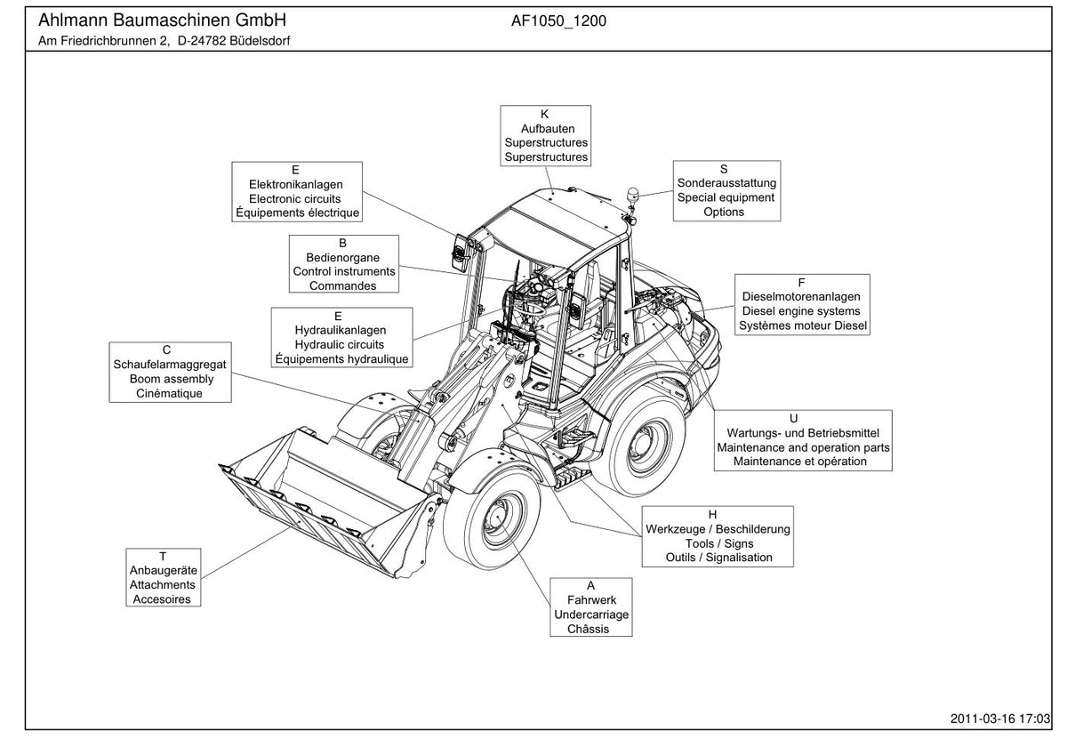 Ahlmann AF1050, AF1200 Wheel Loader Parts Catalog – cover
