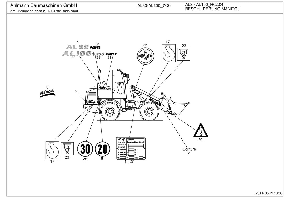 Ahlmann AL80, AL100 Turbo Wheel Loader Parts Catalog – sample page 3