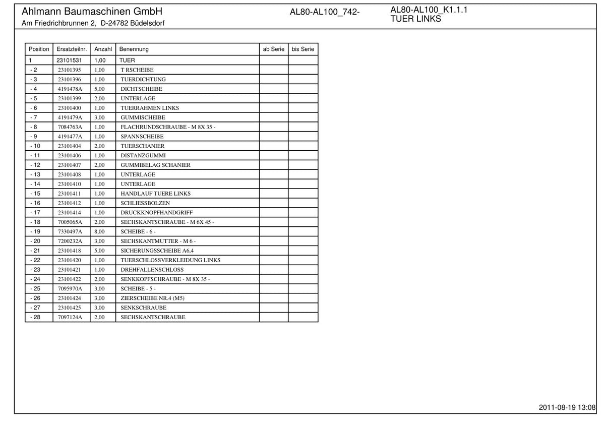 Ahlmann AL80, AL100 Turbo Wheel Loader Parts Catalog – sample page 5