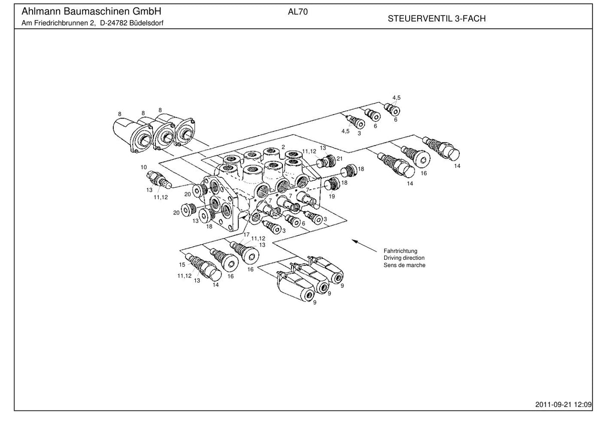 Ahlmann AL70 Wheel Loader Parts Catalog – sample page 1