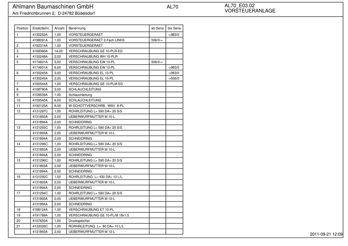 Ahlmann AL70 Wheel Loader Parts Catalog – sample page 3