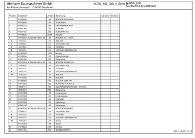 Ahlmann AL70e, AL85t, AL100t, AL100ti Series II Wheel Loader Parts Catalog – sample page 1