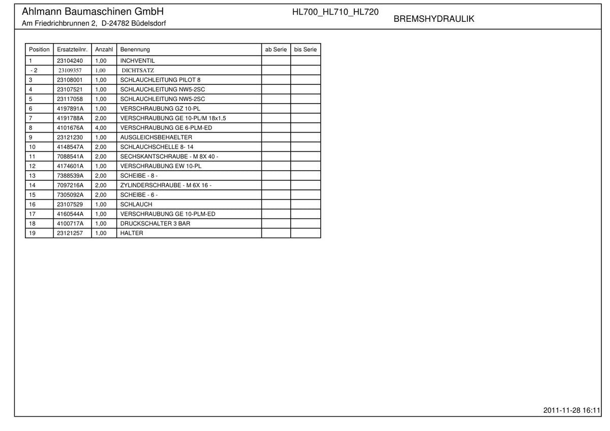 Ahlmann AX700, AX850, AX1000 Wheel Loader Parts Catalog – sample page 2