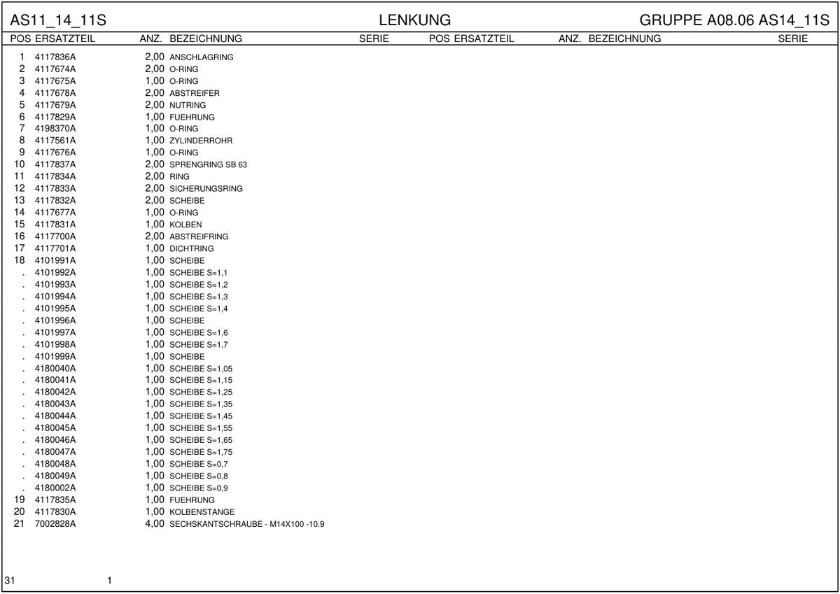 Ahlmann AS11, AS14, AS11S (AZ14) Swing Loader Parts Catalog – sample page 1