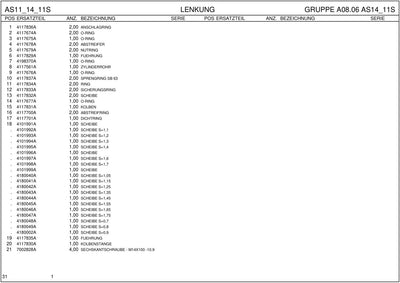 Ahlmann AS11, AS14, AS11S (AZ14) Swing Loader Parts Catalog – sample page 1