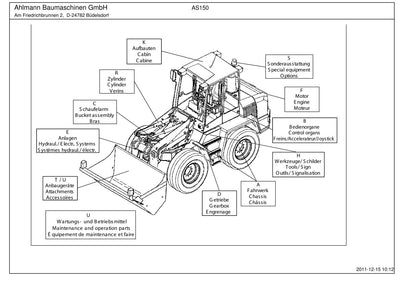 Ahlmann AS150 (AZ150) Swing Loader Parts Catalog – cover