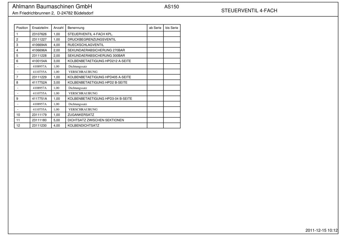 Ahlmann AS150 (AZ150) Swing Loader Parts Catalog – sample page 2