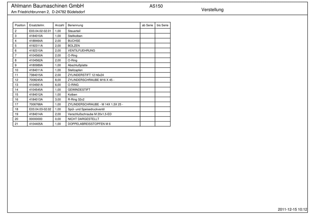 Ahlmann AS150 (AZ150) Swing Loader Parts Catalog – sample page 3