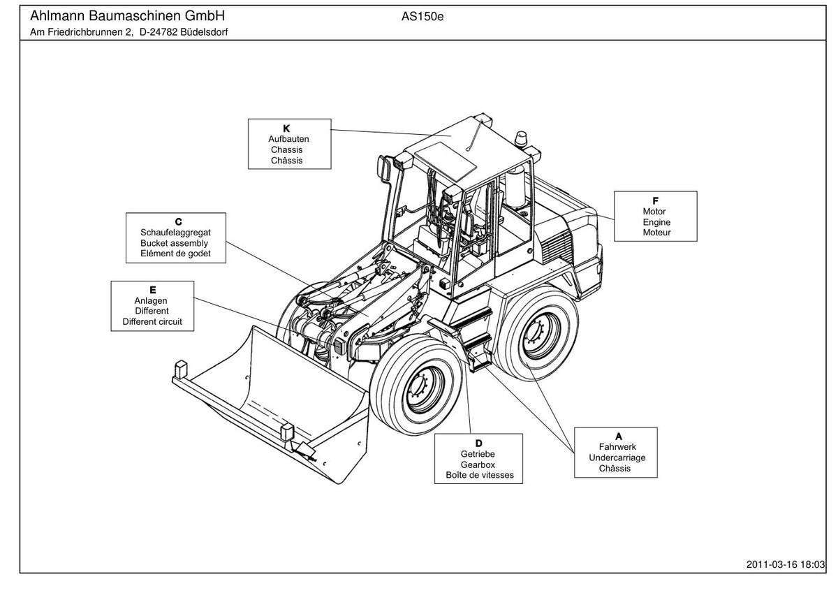 Ahlmann AS150e (AZ150e) Swing Loader Parts Catalog – cover
