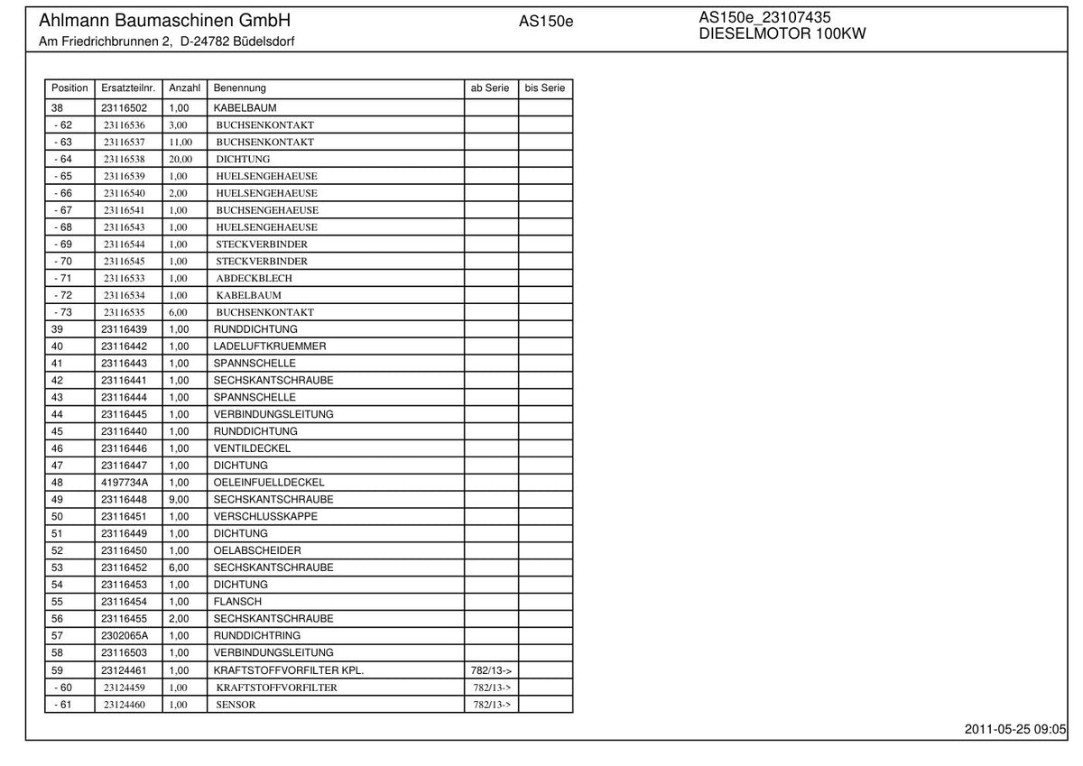 Ahlmann AS150e (AZ150e) Swing Loader Parts Catalog – sample page 2