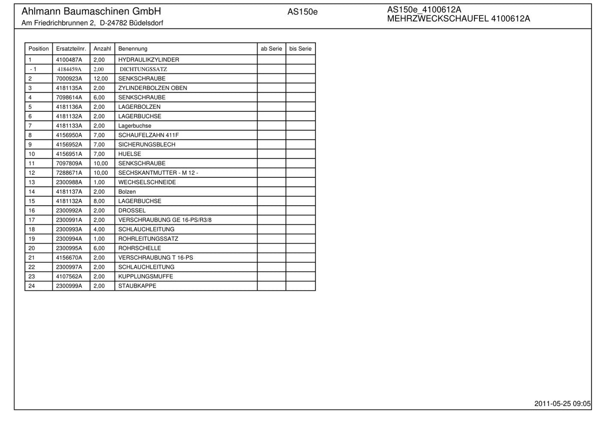 Ahlmann AS150e (AZ150e) Swing Loader Parts Catalog – sample page 4