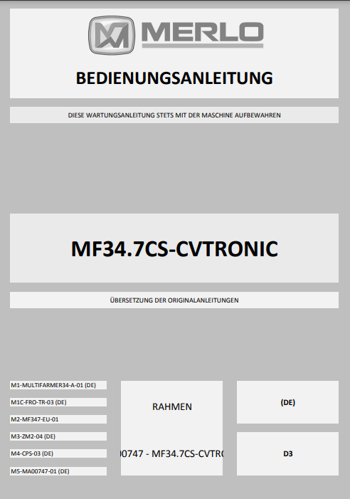 Merlo Multifarmer MF34.7, MF34.9 Service Manual, Hydraulic & Electrical Diagrams (German) – sample page 8