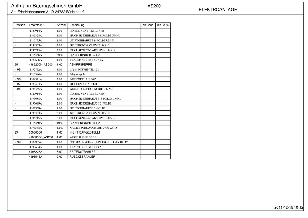 Ahlmann AS200 (AZ200) Swing Loader Parts Catalog – sample page 2