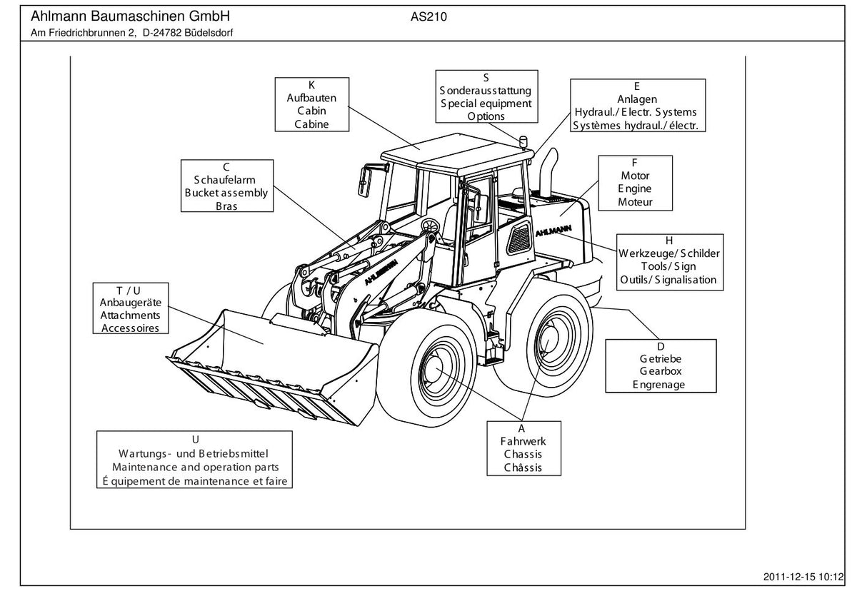 Ahlmann AS210 (AZ210) Swing Loader Parts Catalog – cover