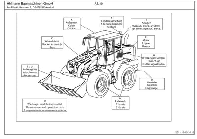 Ahlmann AS210 (AZ210) Swing Loader Parts Catalog – cover