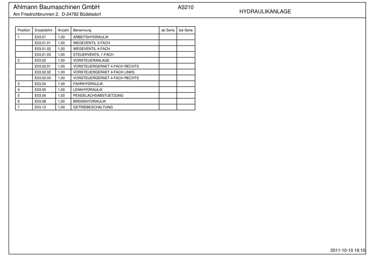 Ahlmann AS210 (AZ210) Swing Loader Parts Catalog – sample page 3