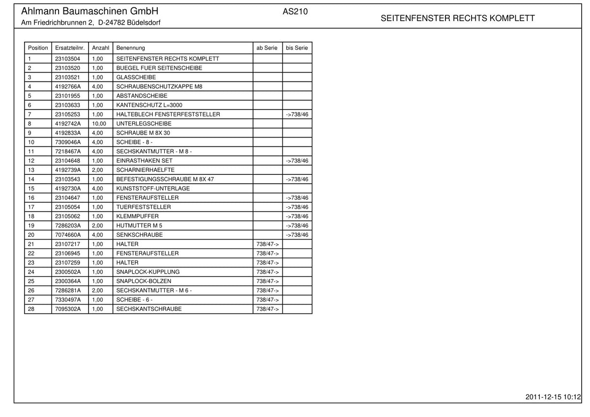 Ahlmann AS210 (AZ210) Swing Loader Parts Catalog – sample page 4