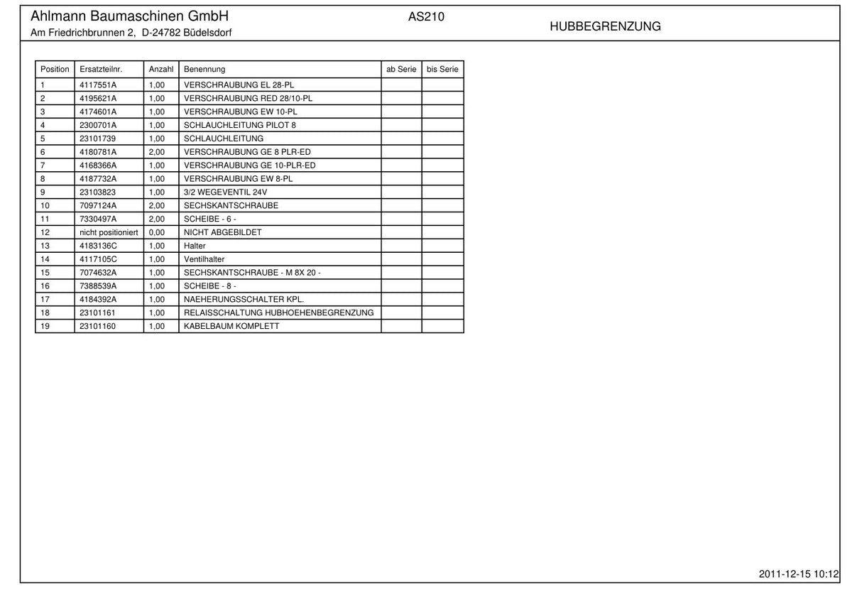 Ahlmann AS210 (AZ210) Swing Loader Parts Catalog – sample page 5