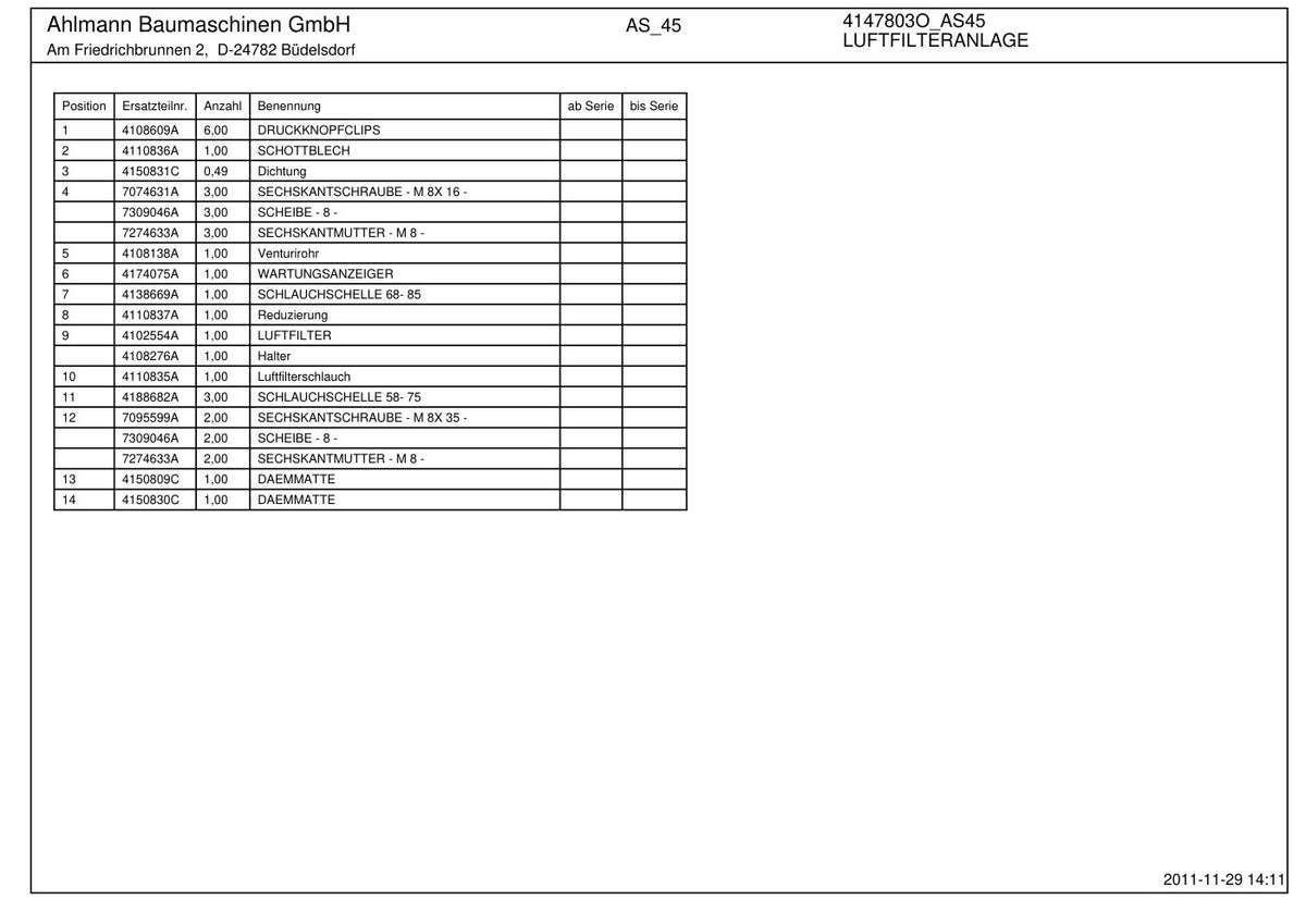 Ahlmann AS45 (AZ45) Swing Loader Parts Catalog – sample page 3