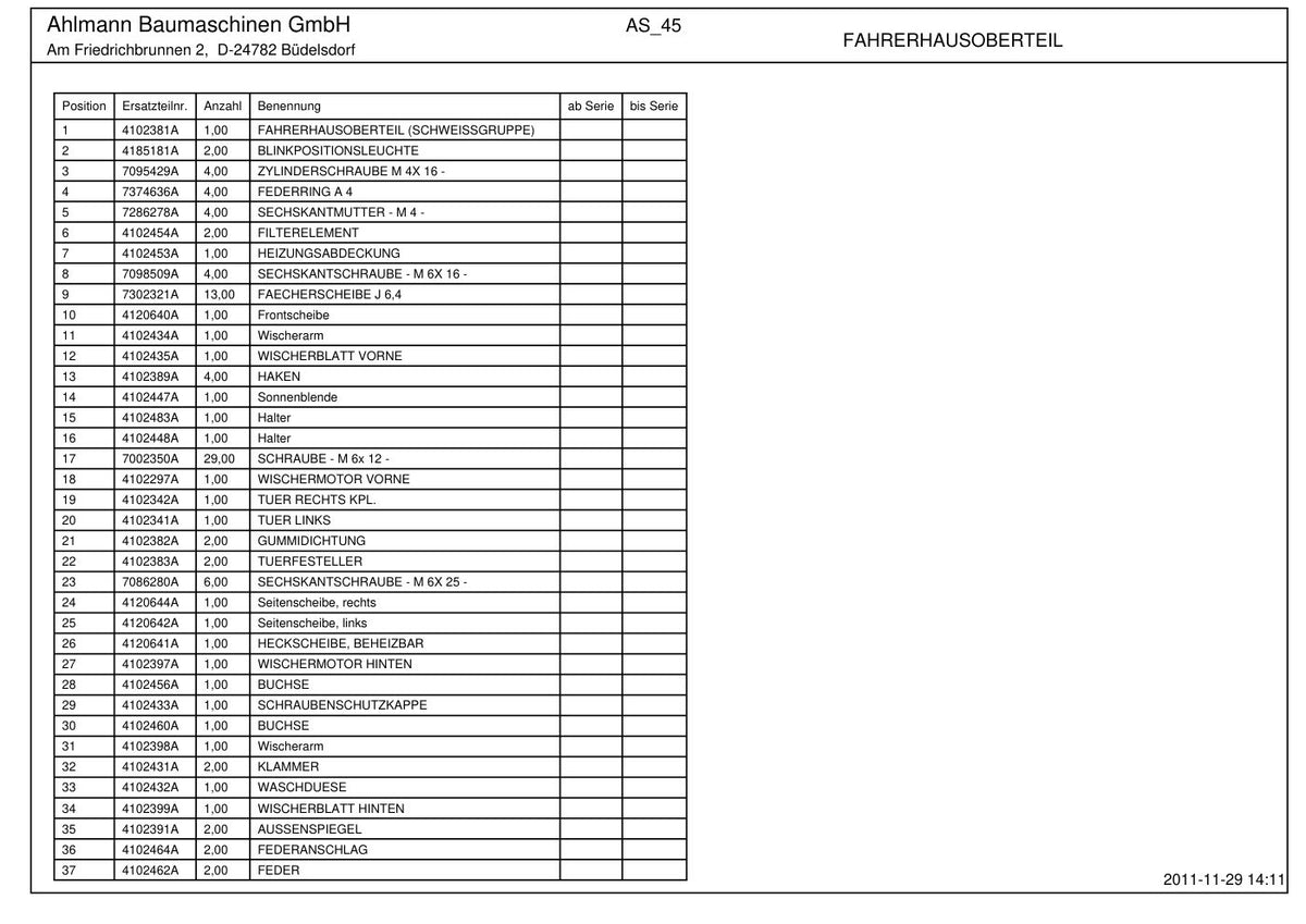 Ahlmann AS45 (AZ45) Swing Loader Parts Catalog – sample page 4
