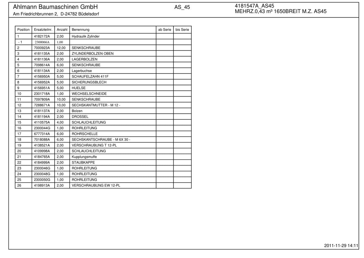 Ahlmann AS45 (AZ45) Swing Loader Parts Catalog – sample page 5