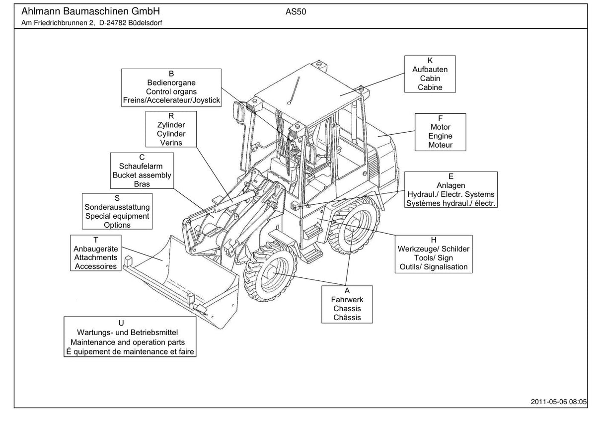 Ahlmann AS50 (AZ45e) Swing Loader Parts Catalog – cover