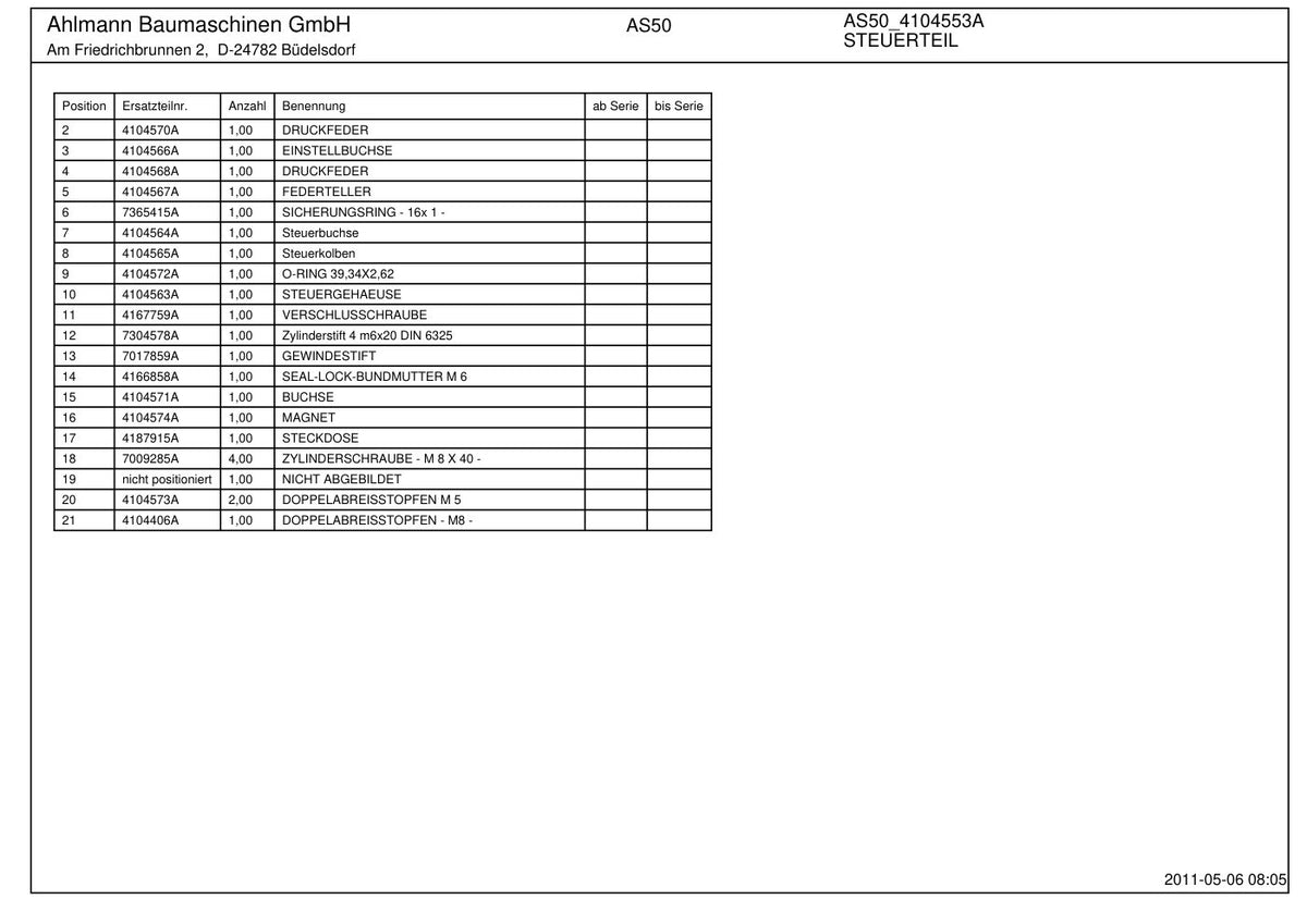 Ahlmann AS50 (AZ45e) Swing Loader Parts Catalog – sample page 2