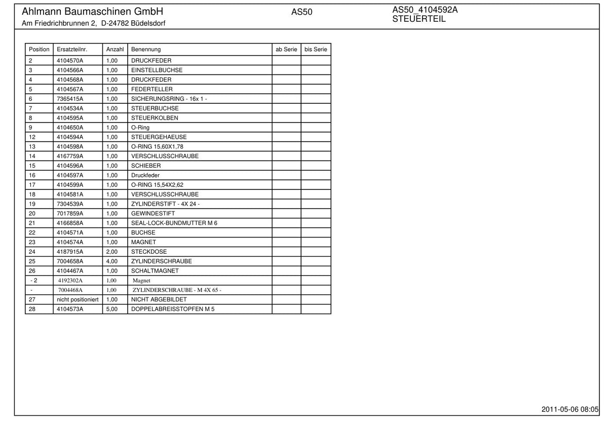 Ahlmann AS50 (AZ45e) Swing Loader Parts Catalog – sample page 3