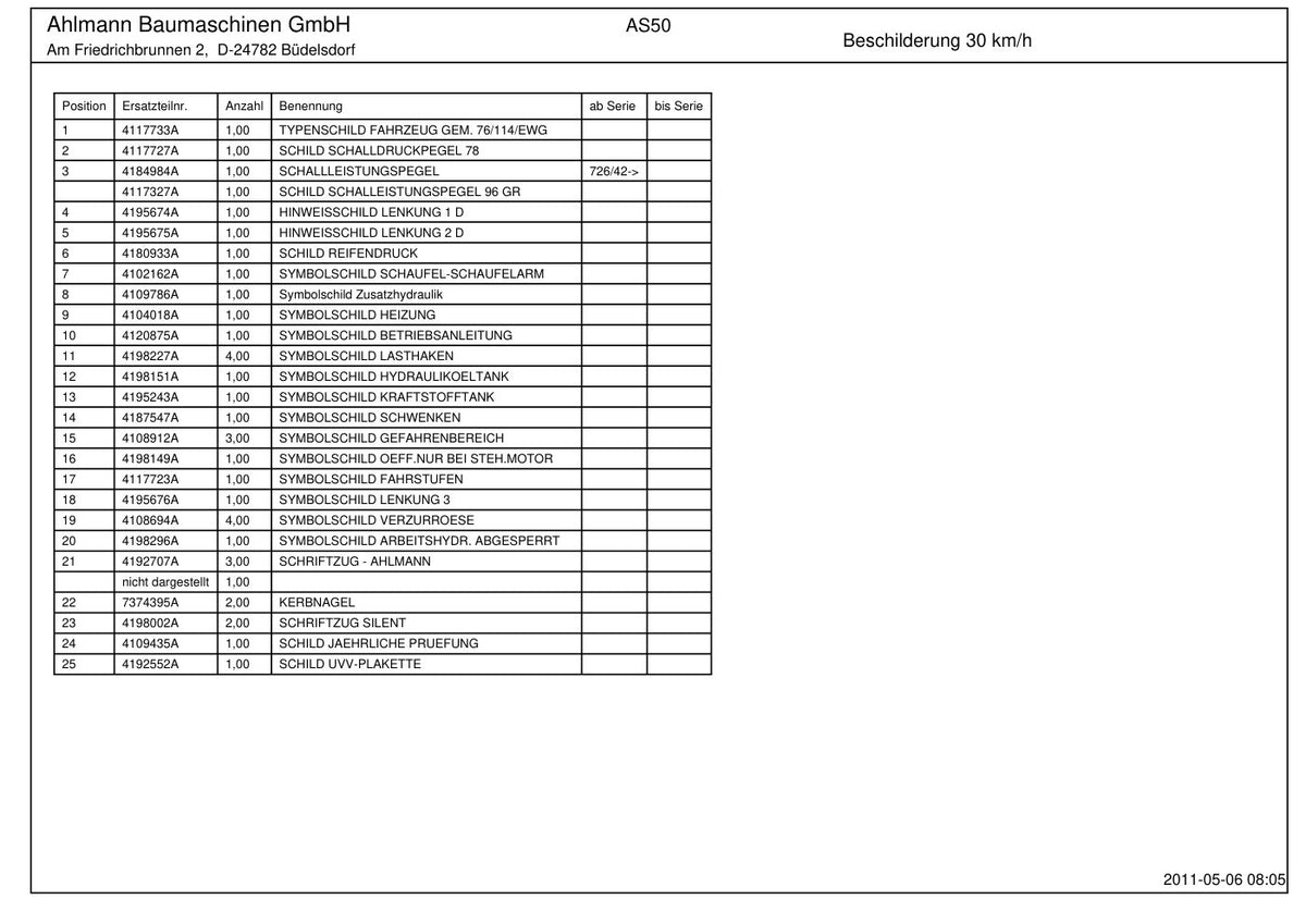 Ahlmann AS50 (AZ45e) Swing Loader Parts Catalog – sample page 4