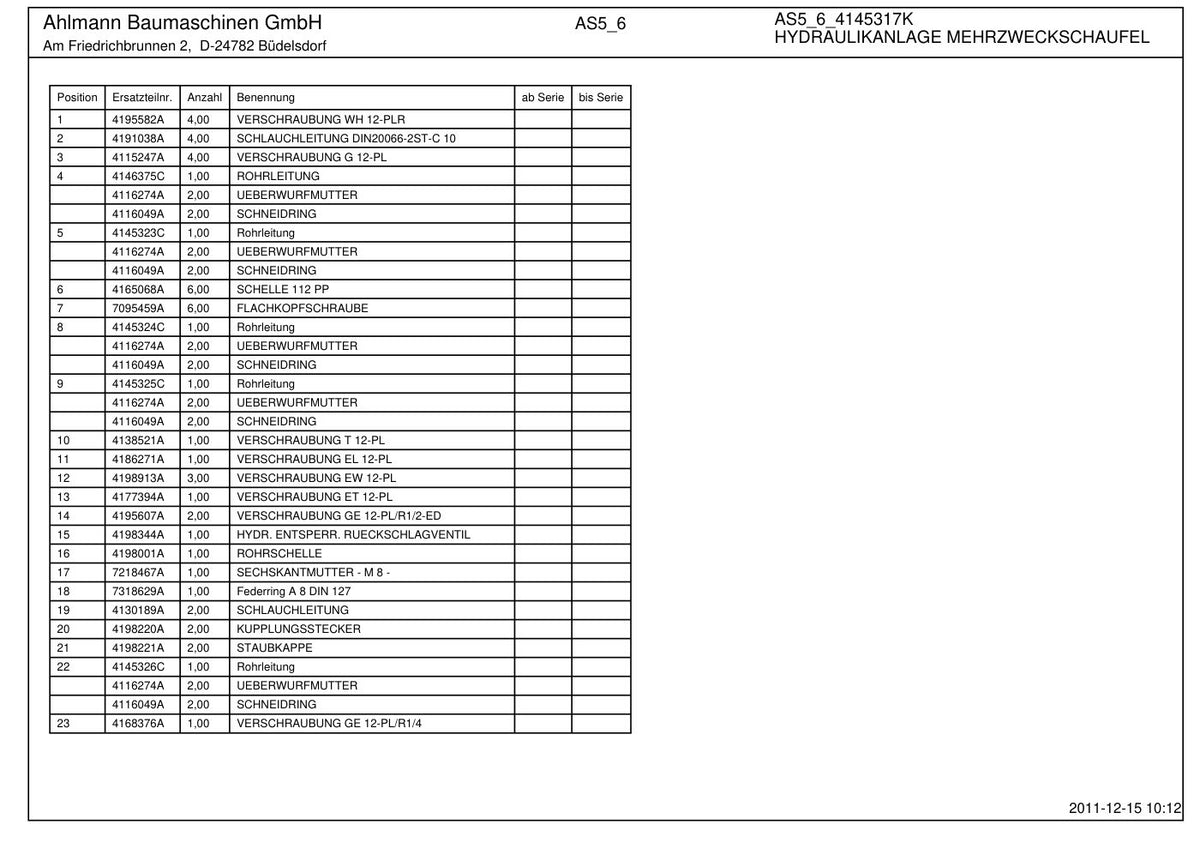 Ahlmann AS5, AS6 (AZ6) Swing Loader Parts Catalog – sample page 5