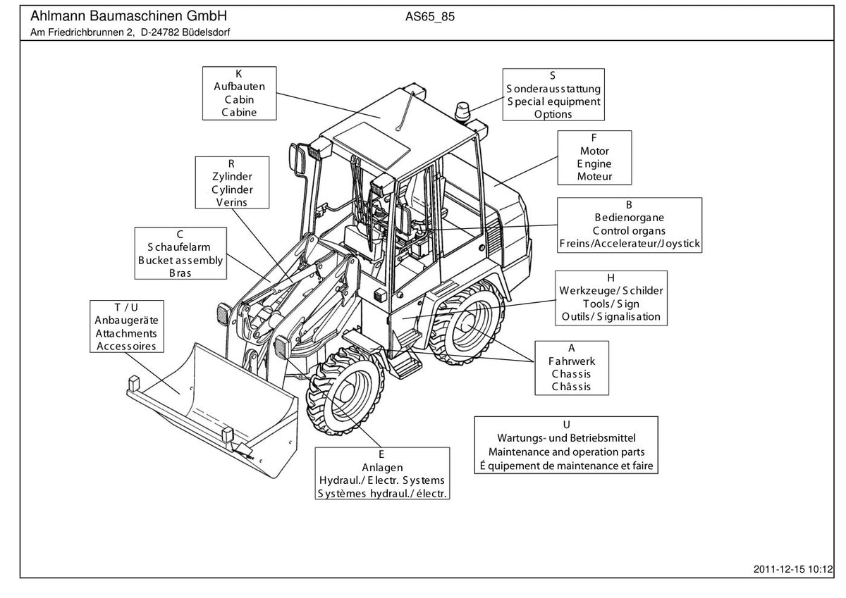 Ahlmann AS65, AS85 (AZ85) Swing Loader Parts Catalog – cover