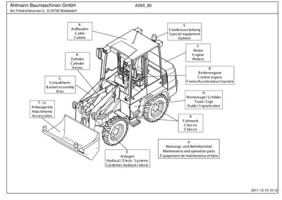 Ahlmann AS65, AS85 (AZ85) Swing Loader Parts Catalog – cover