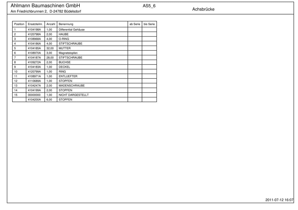Ahlmann AS65, AS85 (AZ85) Swing Loader Parts Catalog – sample page 4