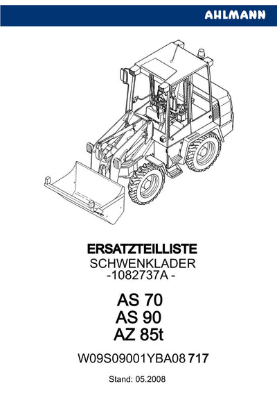 Ahlmann AS70, AS90 (AZ85t) Swing Loader Parts Catalog – cover