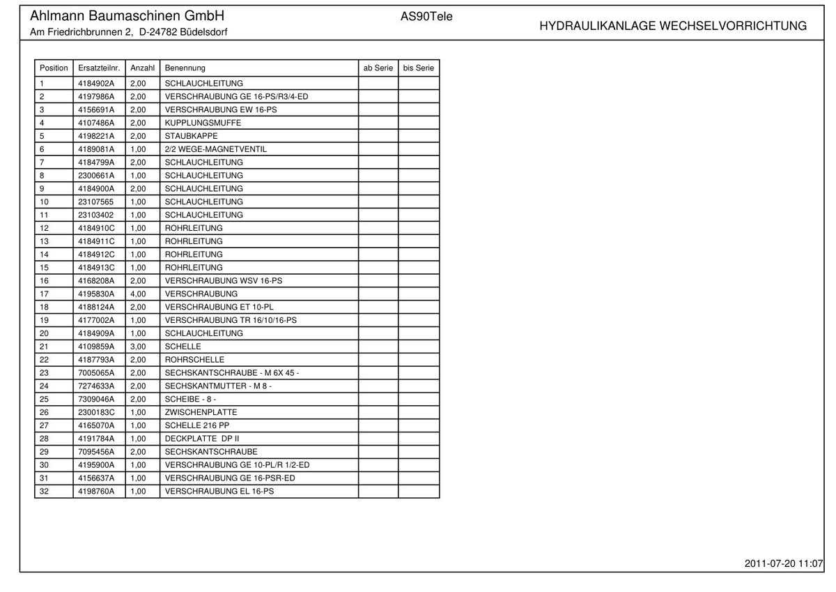Ahlmann AS90 Tele (AZ90 Tele) Telescopic Swing Loader Parts Catalog – sample page 2