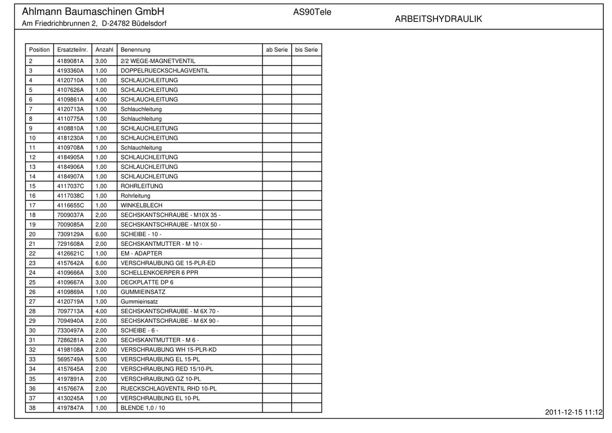 Ahlmann AS90 Tele (AZ90 Tele) Telescopic Swing Loader Parts Catalog – sample page 3