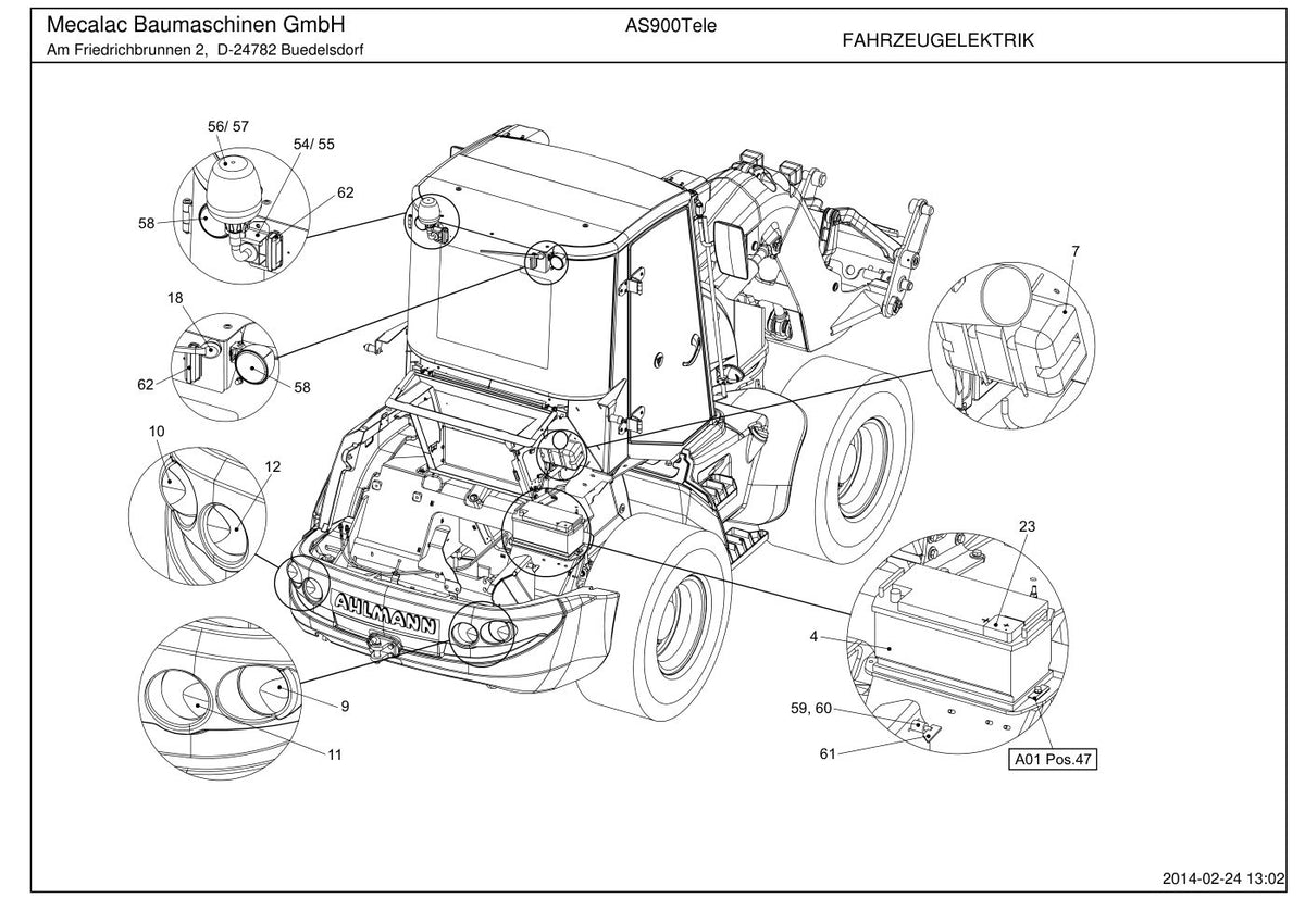 Ahlmann AS900 Tele (AZ95 Tele) Telescopic Swing Loader Parts Catalog – sample page 1
