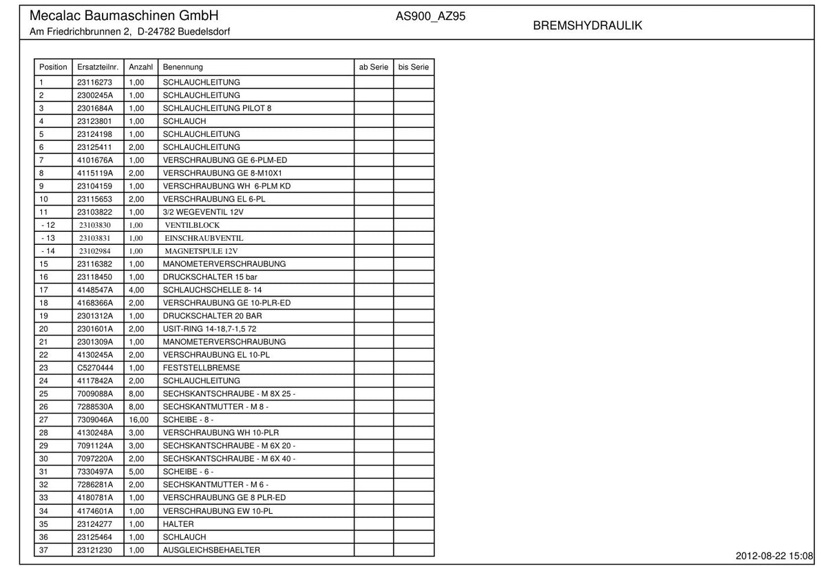 Ahlmann AS900 (AZ95) Swing Loader Parts Catalog – sample page 3