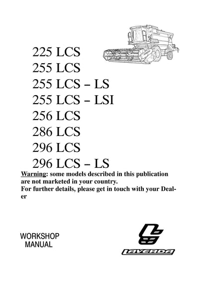 Laverda 225, 255, 256, 286, 296 LCS Combine Harvester Workshop Manual – cover