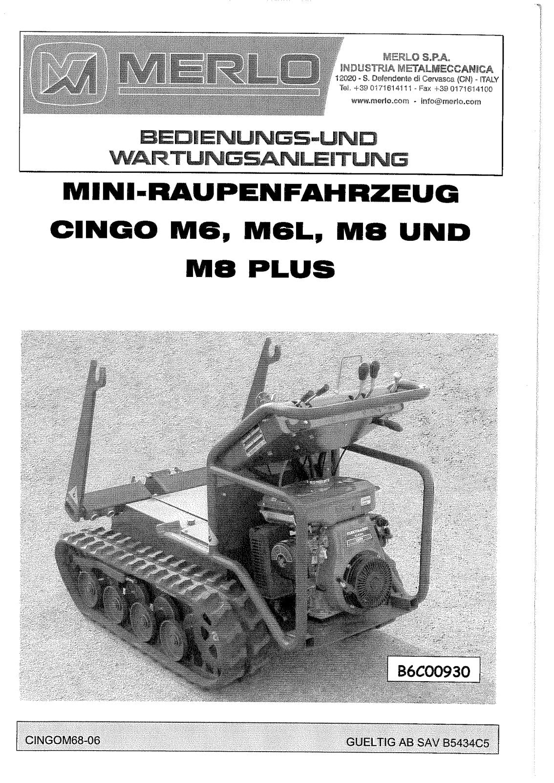 Merlo Cingo M6, M8 Plus Series 1 Service & Maintenance Manual (German) – cover