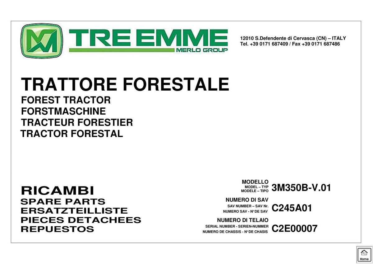 Merlo Treemme MM350B Service & Maintenance Manual, Parts Manual, Hydraulic & Electrical Diagrams – cover