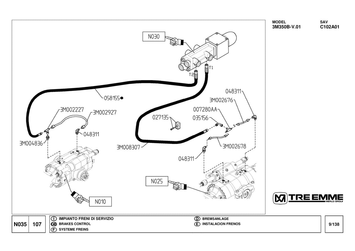 Merlo Treemme MM350B Service & Maintenance Manual, Parts Manual, Hydraulic & Electrical Diagrams – sample page 3