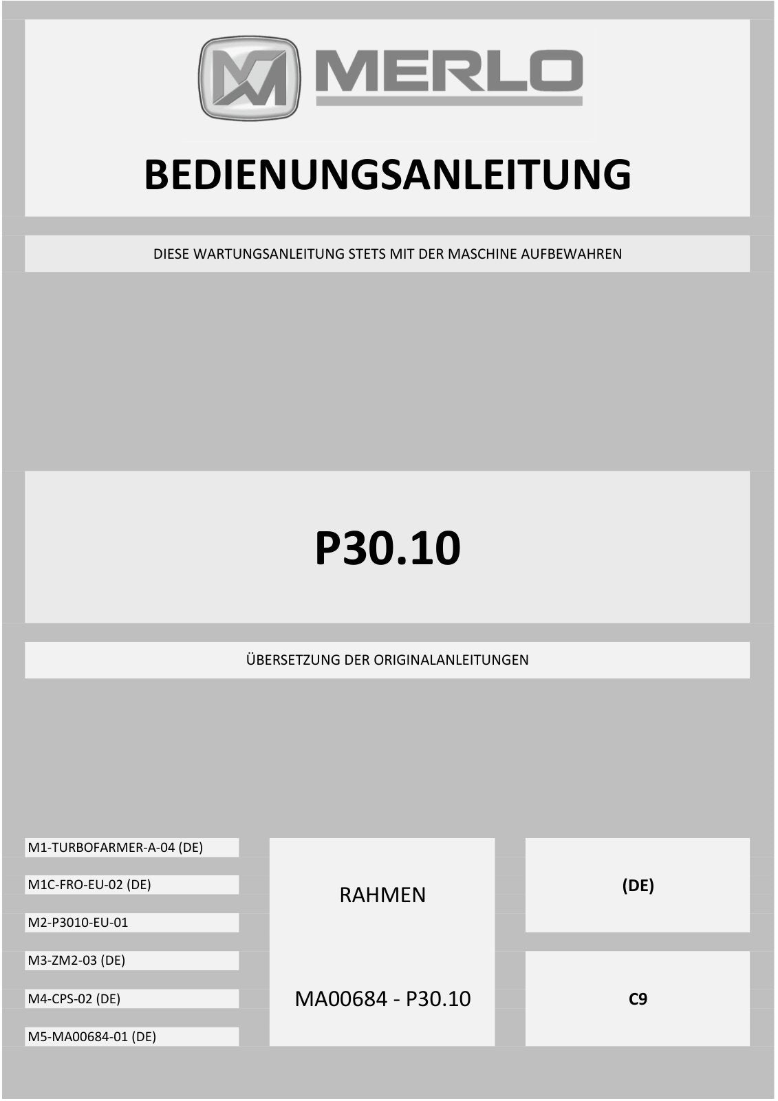 Merlo Panoramic P30.10 Service Manual Set with Diagrams (German) – cover