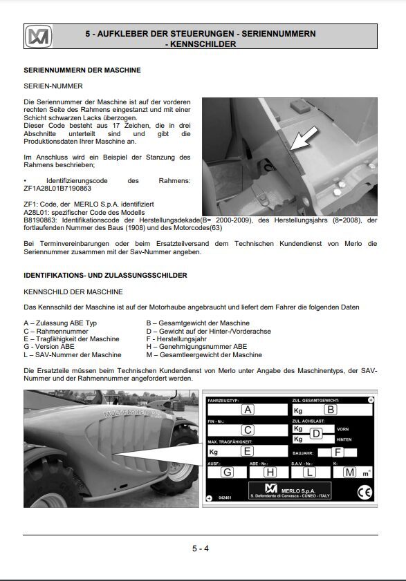 Merlo Multifarmer TOP MF 30.6, 30.9 Service Manual, Hydraulic & Electrical Diagrams (German) – sample page 4